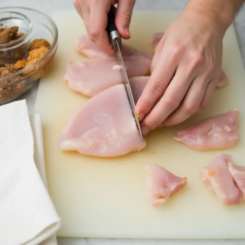 Clean and trim the chicken tenderloin