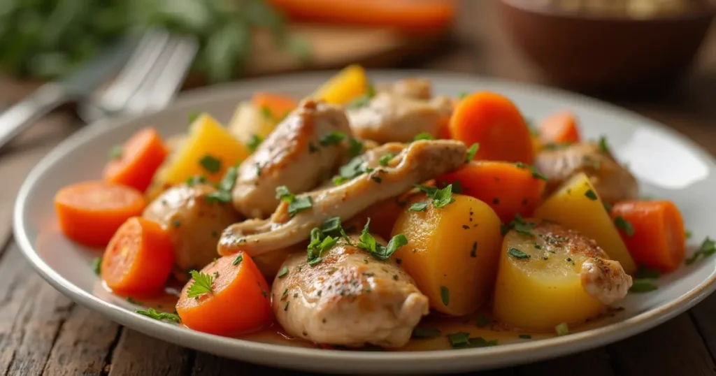 Delicious Chicken with Potatoes and Carrots in Crock Pot