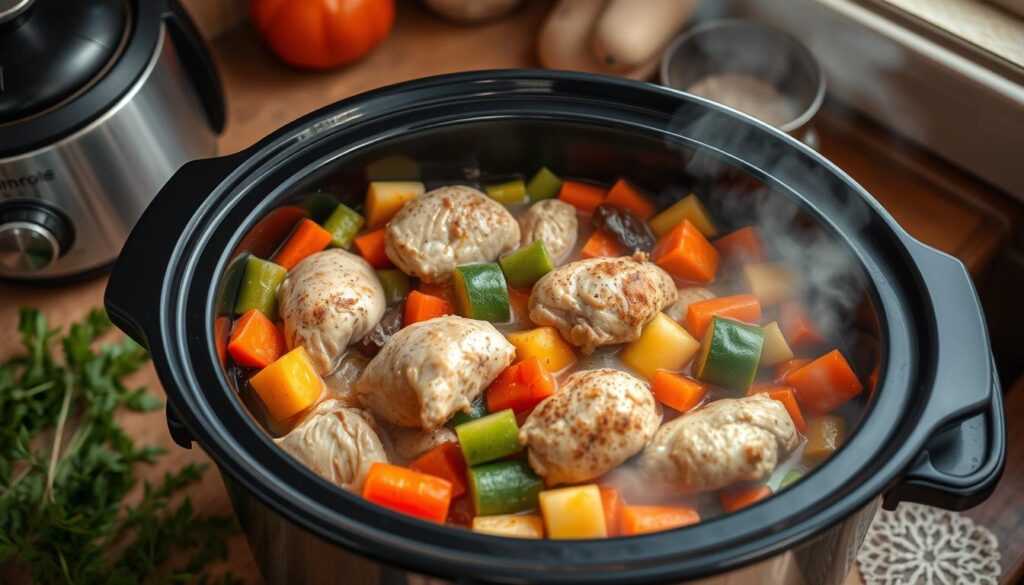 Easy chicken tenderloins in crockpot.