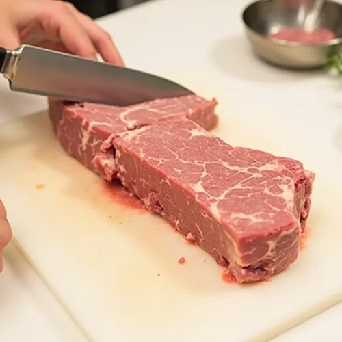 Trim the Flanken cut beef to remove excess fat