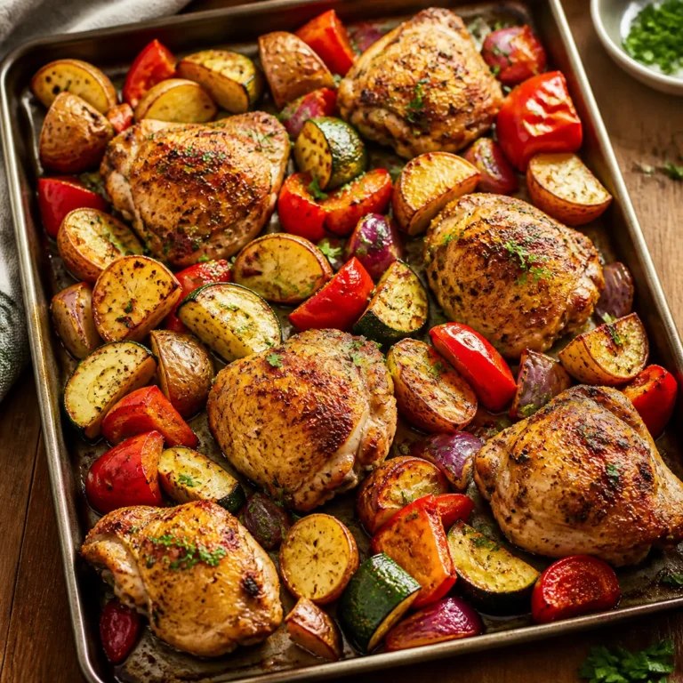 Sheet-pan chicken with roasted vegetables